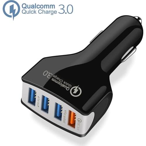 QC3.0 Car Charger 4 Port USB Fast Quick Smart Mobile Phone Charger For Samsung Huawei Xiaomi IPhone IPad Universal Car-Charger