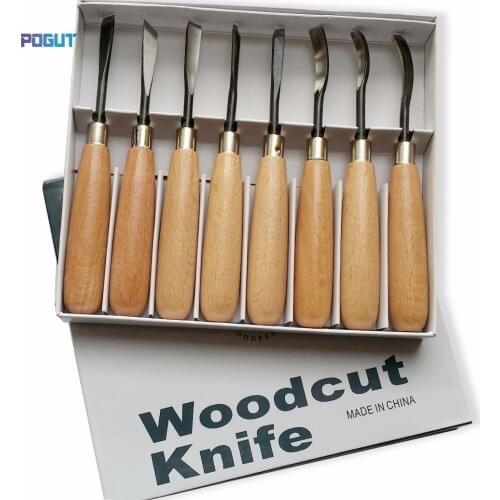 Free Shipping, 8Pcs Woodpecker Dry Hand Wood Carving Tools Chip Detail Chisel set Knives tool