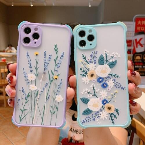 Luxury Pretty Flowers Clear Case For iPhone XS 11 Pro Max X XR SE 2020 Soft TPU Lavender Floral Shockproof Bumper Phone Cover