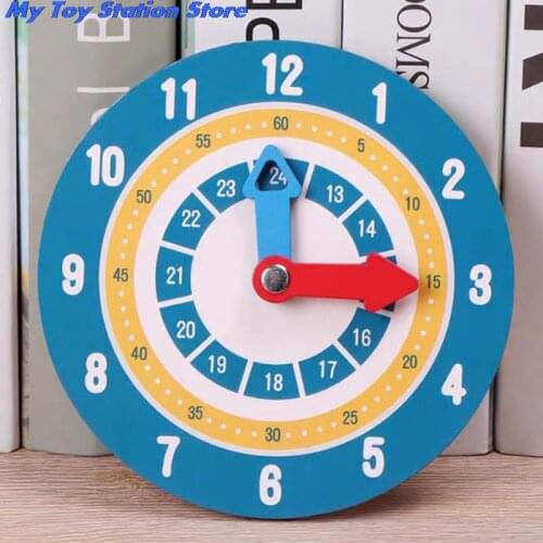 Kids Montessori Wooden Clock Toys Time Learning Teaching Aids Educational Toys For Children Primary School Clever Board Toy