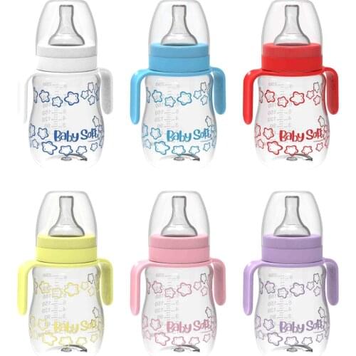Baby 250/150 ml With Handle Wide-Mouth Plastic Baby Bottle Girl/Men Babysoft Color Quality Patterned