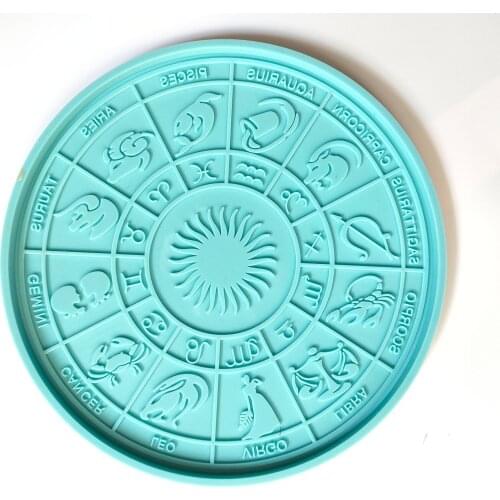 DIY Divination Constellation Coaster Epoxy Resin Mold Round Tray Cup Pad Casting Silicone Mould Home Decoration Molds Art Craft