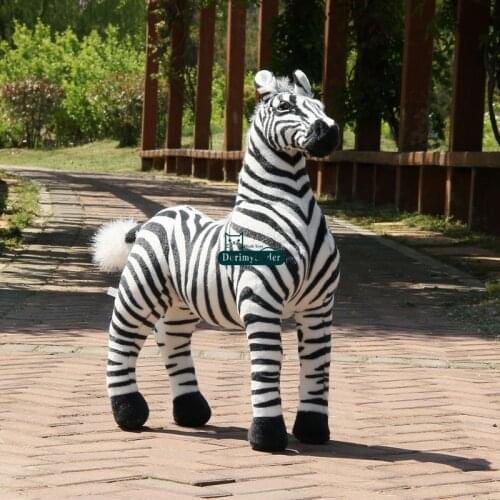 Dorimytrader New 90cm Soft Emulational Forest Animal Zebra Plush Toy 35inch Big Stuffed Horse Doll Photography Props DY60800