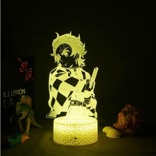 Kimetsu No Yaiba Tanjiro Kamado Figure 3d Night Lamp for Child Bedroom Decor Nightlight Kids Led Night Light Demon Slayer Gift