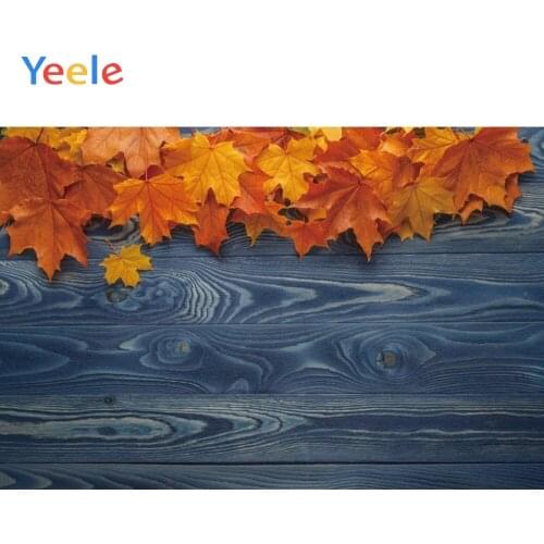 Yeele Dark Wooden Board Texture Marple Leaves Portrait Photography Background Customized Photographic Backdrops for Photo Studio