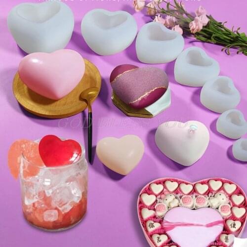 Resin Crystal Epoxy Mold 3D Love Heart Cake Chocolate Silicone Mould DIY Crafts Aromatherapy Candle Handmade Soap Making Tool