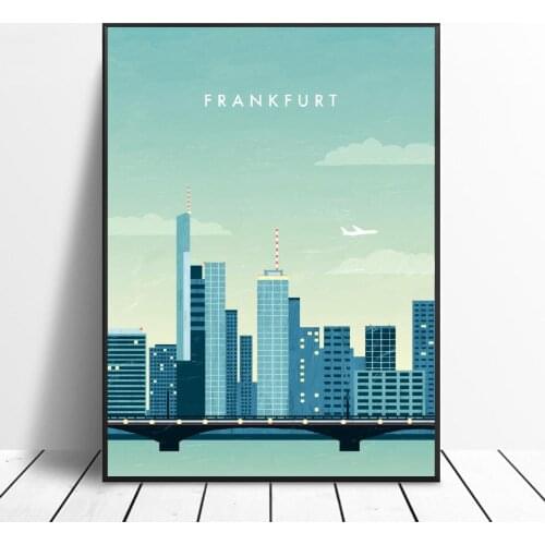 Frankfurt Canvas Travel Poster Prints Home Wall Art Decor Painting