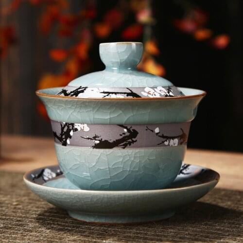 Geyao Big Size Sancai Cup Single Ceramic Slice Tea Making Household Chinese Simple Kung Fu Tea Set Sopera De Ceramica Gaiwan
