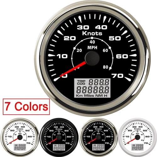 GPS Speed Meter 85mm Digital LCD 70 Knots 40 MPH Speedometer Gauge fit Boat Car with 7 Colors Backlight Trip COG