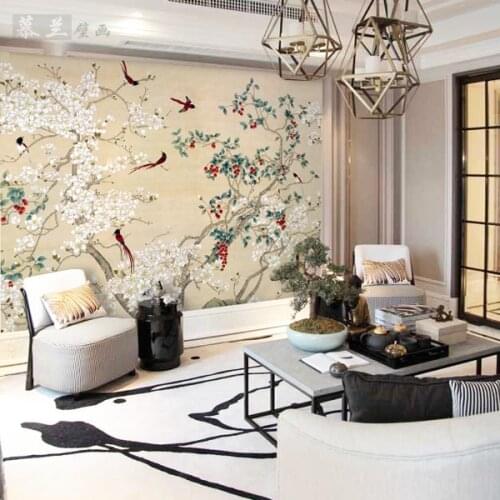 Chinese Classic Wall Painting 3D Photo Wallpapers for Wall 3d Floral Birds Mural for Living Room Bedroom Wall Papers Home Decor