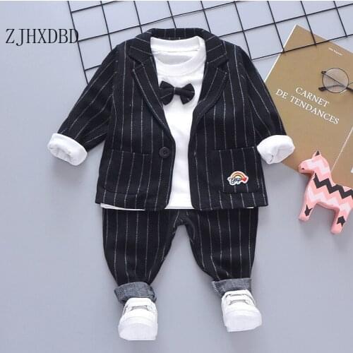 2021 Black Wedding Suits for Boys 3 Pieces Sets Formal Wear Costume Kids Blazer Baby Outfits School Party Day Chlidren Clothing