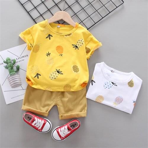 Toddler Baby Boys Sets Summer Casual Sports Fruit Pineapple T-shirt Short 2pcs Set Vestidos De Verano Conjuntos De Menino