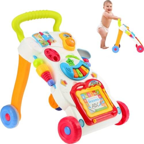 2 Types Multifuctional Baby Walker Toys Sit-to-Stand Learning Walker scientifically Music Activity Toddler Trolley for Toddler