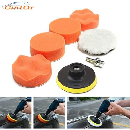 7-piece Car Polishing Sponge 3" Polishing Pad Set, Waxing Adapter, Drilling Kit, Car Beauty Waxing Pad, Wool Pad, For Car Care