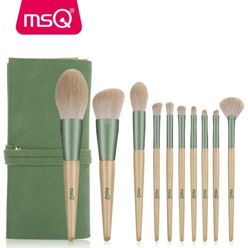 MSQ 10PCS Makeup Brushes Set Foundation Powder Blush Eyeshadow Concealer Eyebrow Eye Fan Make Up Brush Cosmetics Beauty Tools
