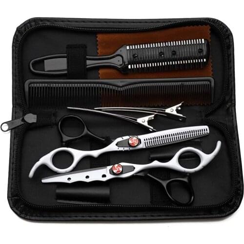 Hair Scissors Set with Bag Thinning Shears Cutting Scissors Cloth Shaving Comb Steel Clip Double Head Combs Hair Cutting Tools