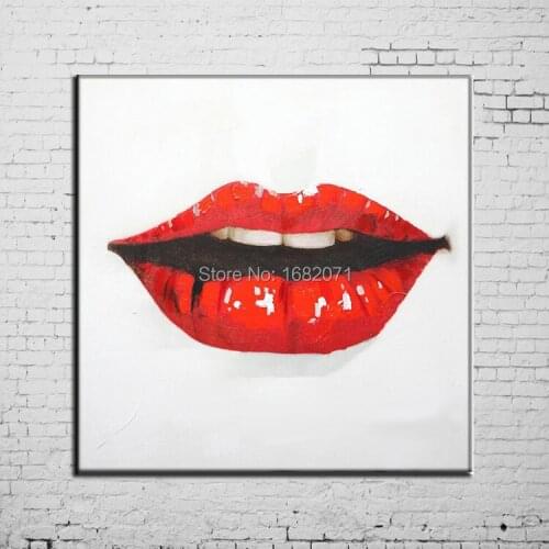 Skills Artist Pure Hand Painted High Quality Modern Decorative Lip Painting For Wall Decor Sexy Red Lip Oil Painting Decoration
