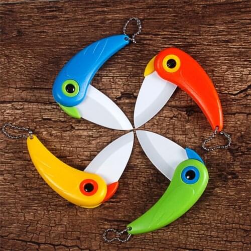 1PC Colourful ABS Handle Mini Bird Ceramic Knife Pocket Folding Bird Knife Fruit Paring Knife Ceramic Kitchen Tools Gadget