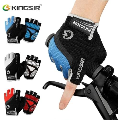 KINGSIR Cycling Gloves Half Finger Men Women Summer Sports MTB Bike Gloves GEL Bicycle Gloves Shockproof Guantes Ciclismo
