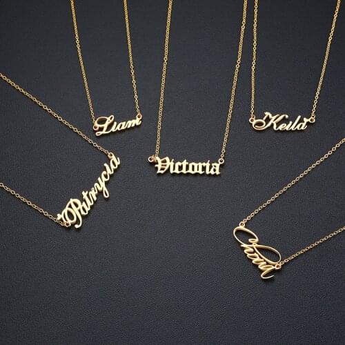 Personalized Name Necklace Stainless Steel Charm Custom Name Pendant Jewelry Gift For Girls Kids