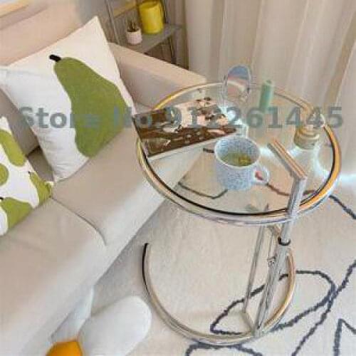 Lifting Small Tea Table Net Red Ins Transparent Glass Coffee Table Middle Ancient Stainless Steel Living Room Sofa Corner Table