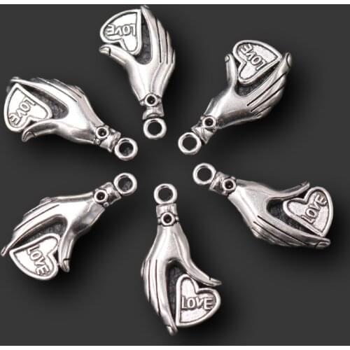 Holding a Loving Hand Pendant, Loving Hand Charm, Beautiful Hand Charm, Lovers Hand Charm, DIY Charm Jewelry Crafts Making A765
