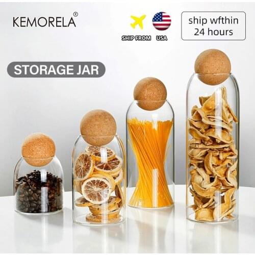Transparent Lead-free Glass Bottle With Ball Cork Lid Storage Jar Tank Sealed Tea Cans Dried Fruit Cereal Snacks Coffee Contains