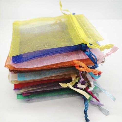 Clear Organza Bag Drawstring Organza Gift Bag 100pcs Jewelry Pouch Storage Jewelry Packaging Earring Ring Tea Display Storage