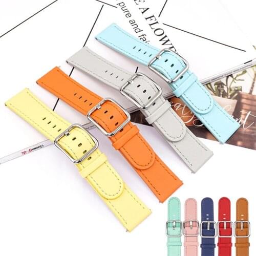 20mm 22mm Genuine Cow Leather Strap Men Women Soft Replacement Watch Band for Samsung Galaxy S3 Active2 40mm 44mm Amazfit GTR 2