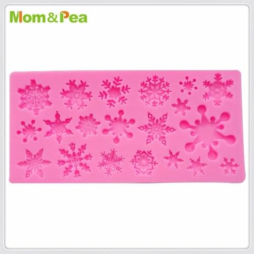Mom&Pea MPA0667 Snowflake Shaped Silicone Mold Cake Decoration Fondant Cake 3D Mold Food Grade