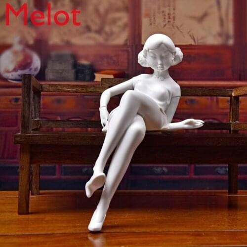 Blanc De Chine Sculpture Ornament Artwork Ceramic Beauty Characters Decoration in the Mood for Love