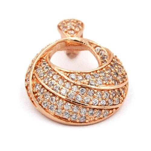 SUNNERLEES Fashion Jewelry Women Girls Circular Helix Cubic Zirconia Rose Gold Color Pendant Optional Chain Necklace P51 R