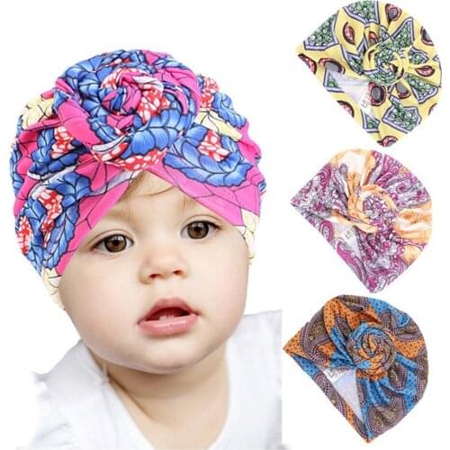 Top Knot Turban Baby Girls Floral Decor Headwear Toddler Boys Cap Cotton Beanie Hat Gift 2020 New Fashion Baby Hair Accessories