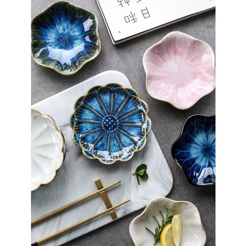 Japanese Lovely Petal Ceramic Small Dish Flavor Domestic Seasoning Dip Butterfly