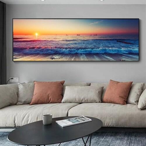 Sunset By The Sea Canvas Paintings On The Wall Art Posters And Prints Ocean Waves Art Pictures For Bed Room Wall Decor Cuadros