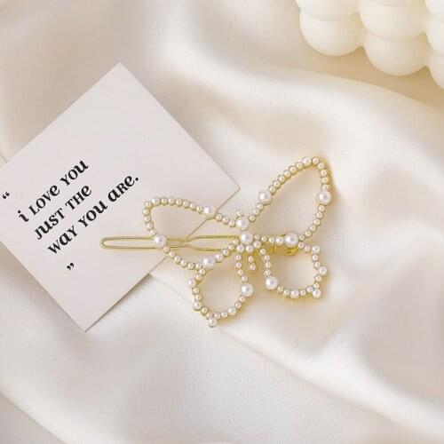 Hair Clips for Women Fashionable Butterfly Pearl Hair Pin Light Luxury Geometry Hair Accessories Jewelry Wholesale