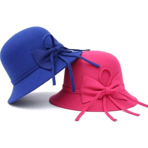 Women Fashion Vintage Hat Wool Topper Fall And Winter Bow Large Brimmed Cap Beach Bowknot Winters Hats For Women