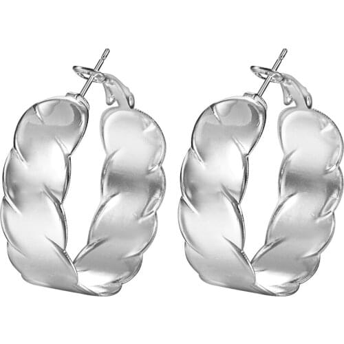 12mm thickness cheap Silver Color hoop earring for women hot sale new polished fashion gift large size lovely party earring