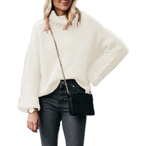 Autumn and winter new womens street fashion high neck long sleeve loose casual sweater ladies knitted sweater top plus size