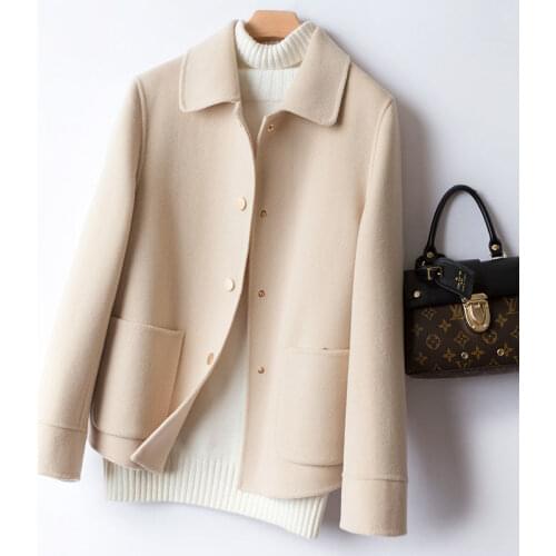 2020 Spring Autumn Short Wool Coat Women Loose Korean Casual Long Sleeve Outwear Plus Size 4XL Solid Casual Female Woolen Jacket