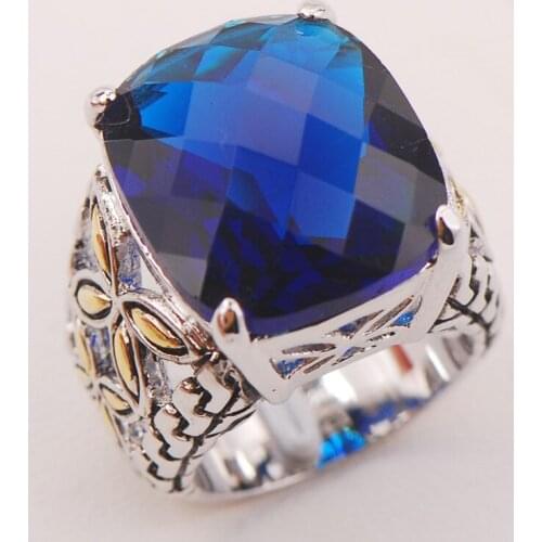 Blue Crystal Zircon Women 925 Sterling Silver Ring F817 Size 6 7 8 9 10
