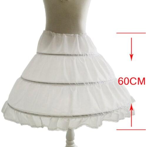 3 Hoops White A-Line Flower Girl Dress Petticoat 2019 Top Quality Child Underskirt for Flower Girl Dresses Length 53 CM