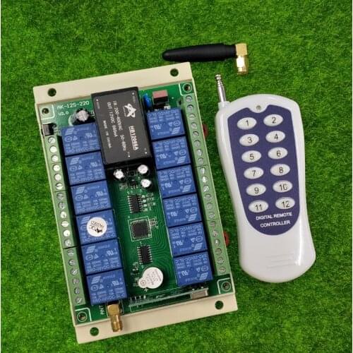 433mhz AC220V 10A 12 channel RF Wireless Remote Control lighting switch home electrical appliances