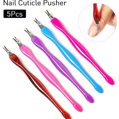 5PC/Set Stainless Steel Nail Cuticle Pusher Art Fork Manicure Tool For Trim Dead Skin Fork Nipper Pusher Trimmer Cuticle Remover