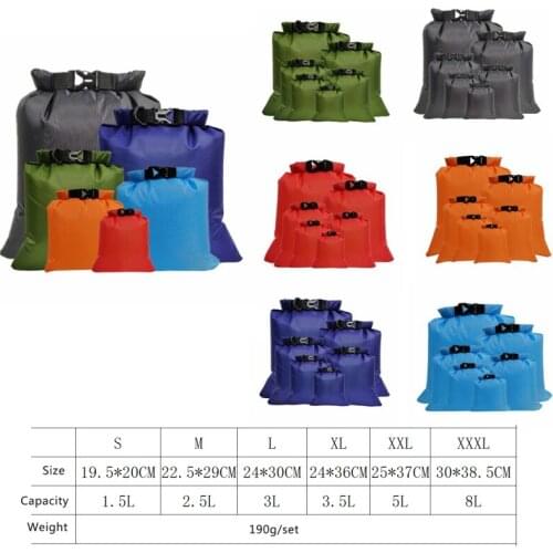 5Pcs/Pack Waterproof Dry Bag Pack Sack Swimming Rafting Kayaking River Trekking Floating Bag 1.5L 2.5L 3L 3.5L 5L 8L
