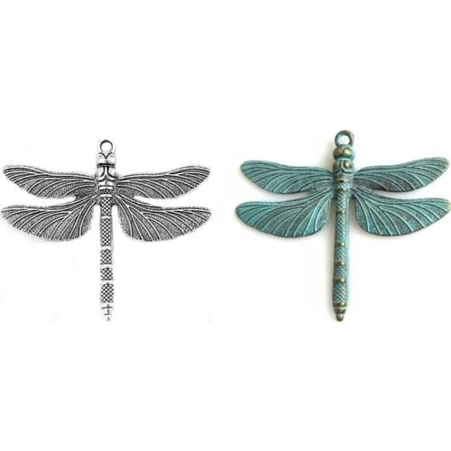 8PCS Antique Tone Large Dragonfly Metal Charm Pendant DIY Necklace Choker Jewelry Handmade Craft Findings