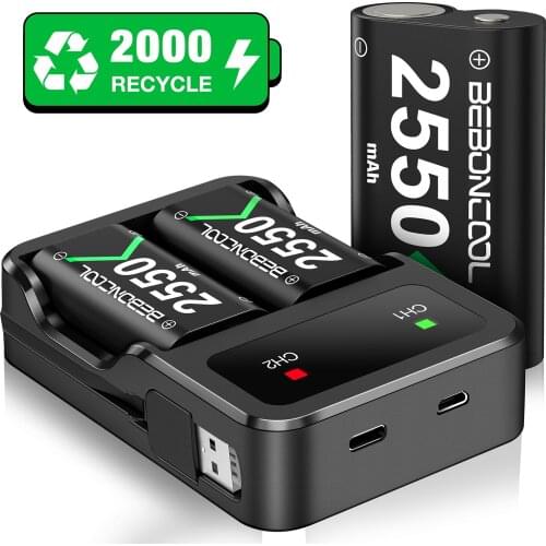 3x2550mAh Rechargeable Battery Pack for Xbox Series X|S/Xbox One S/X/Elite/Xbox One Control Gamepad + USB Type-C Battery Charger