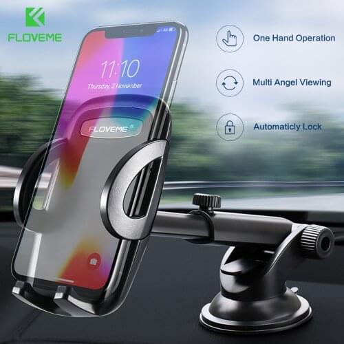 FLOVEME Car Phone Holder Dashboard Mobile Phone Holder Car For iPhone Samsung Xiaomi Mi Center Suction Cup Smartphone Stand