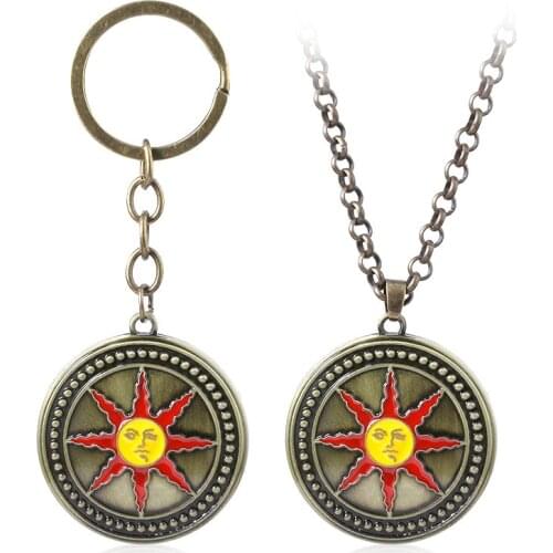 Hot Game Dark Souls Solaire of Astora Design Logo Alloy Key Chains Keychain Keyring Key Chain Pendant Necklace Chain Jewelry