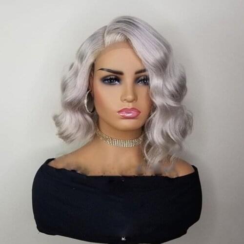BYMC Grey Bob Wig Short Lace Front Human Hair With Side Part Grey Wigs Pre Plucked Glueless With Baby Hair Transparent Lace
